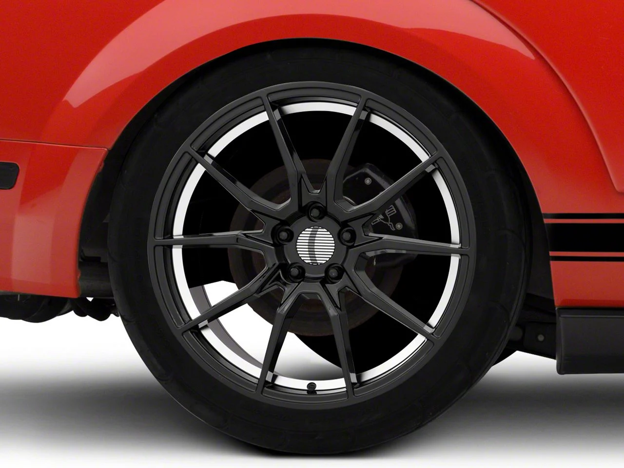 PR193 Gloss Black Machined Wheel; Rear Only; 20x10; 40mm Offset (05-09 Mustang)