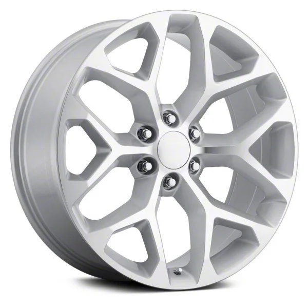 Chevy Snowflake Replica Silver Machined 6-Lug Wheel; 22x9; 24mm Offset (07-14 Yukon)