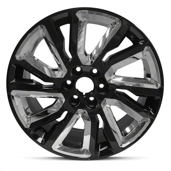 12-Spiral Spoke Replica Aluminum Black 6-Lug Wheel; 22x9; 28mm Offset (14-18 Silverado 1500)