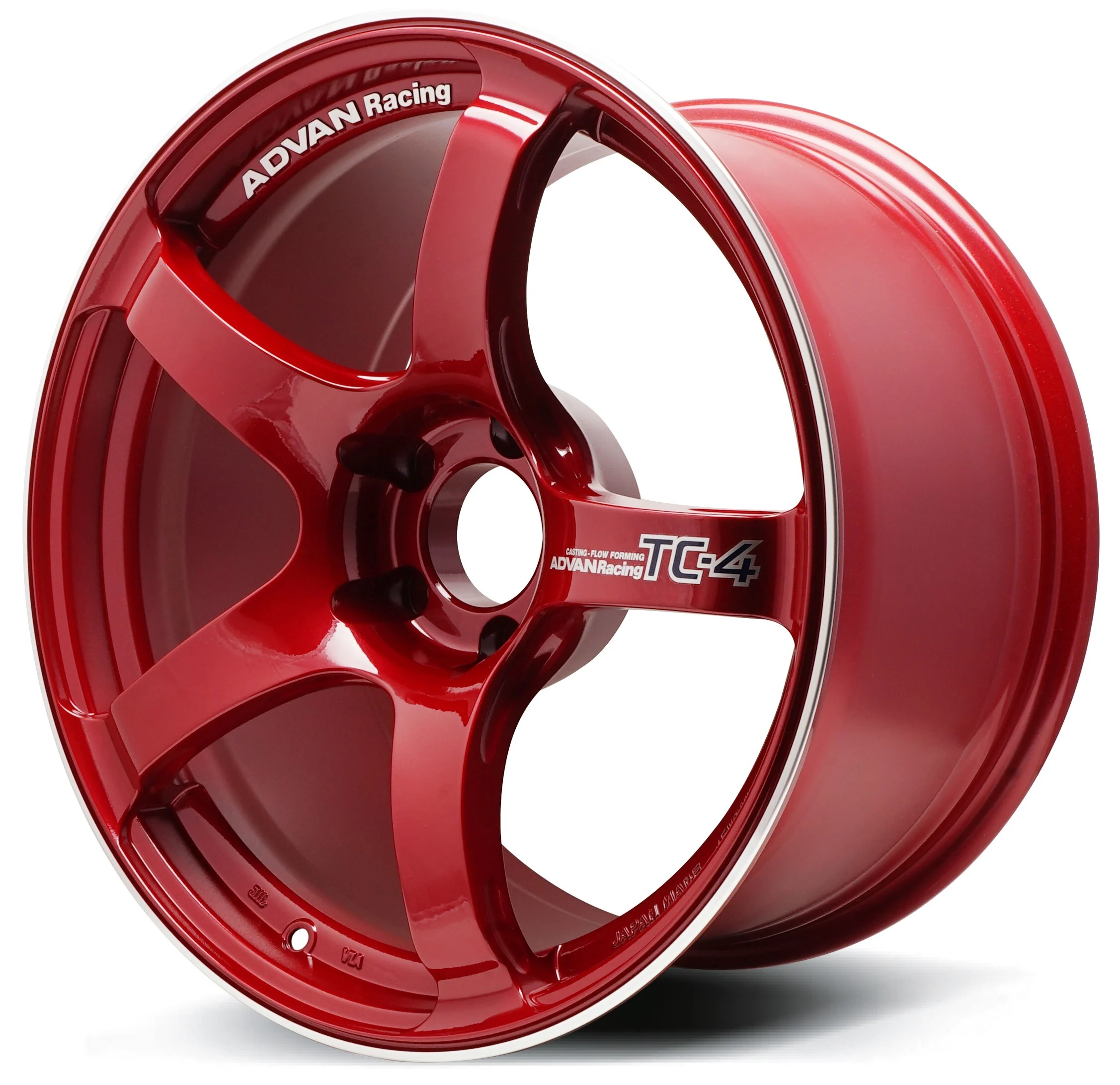 TC4 17X7.0 +42 4-100 RACING CANDY RED & RING