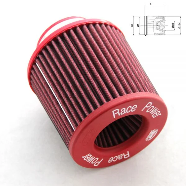 BMC Twin Air Conical Air Filter with Metal Top: 3.5" inlet