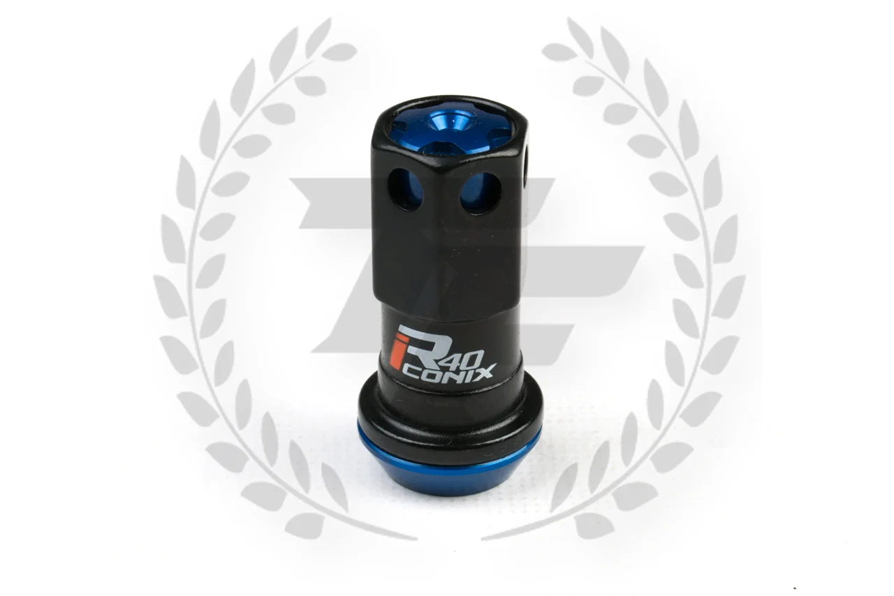 KICS Project R40 Iconix Lug Nuts - Black & Blue- Aluminum Cap