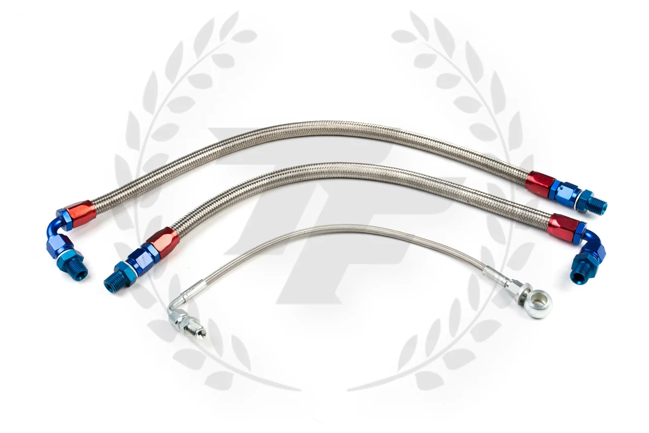P2M Nissan S14 / S15 SR20DET Steel Braided Turbo Line Kit - Bottom Mount