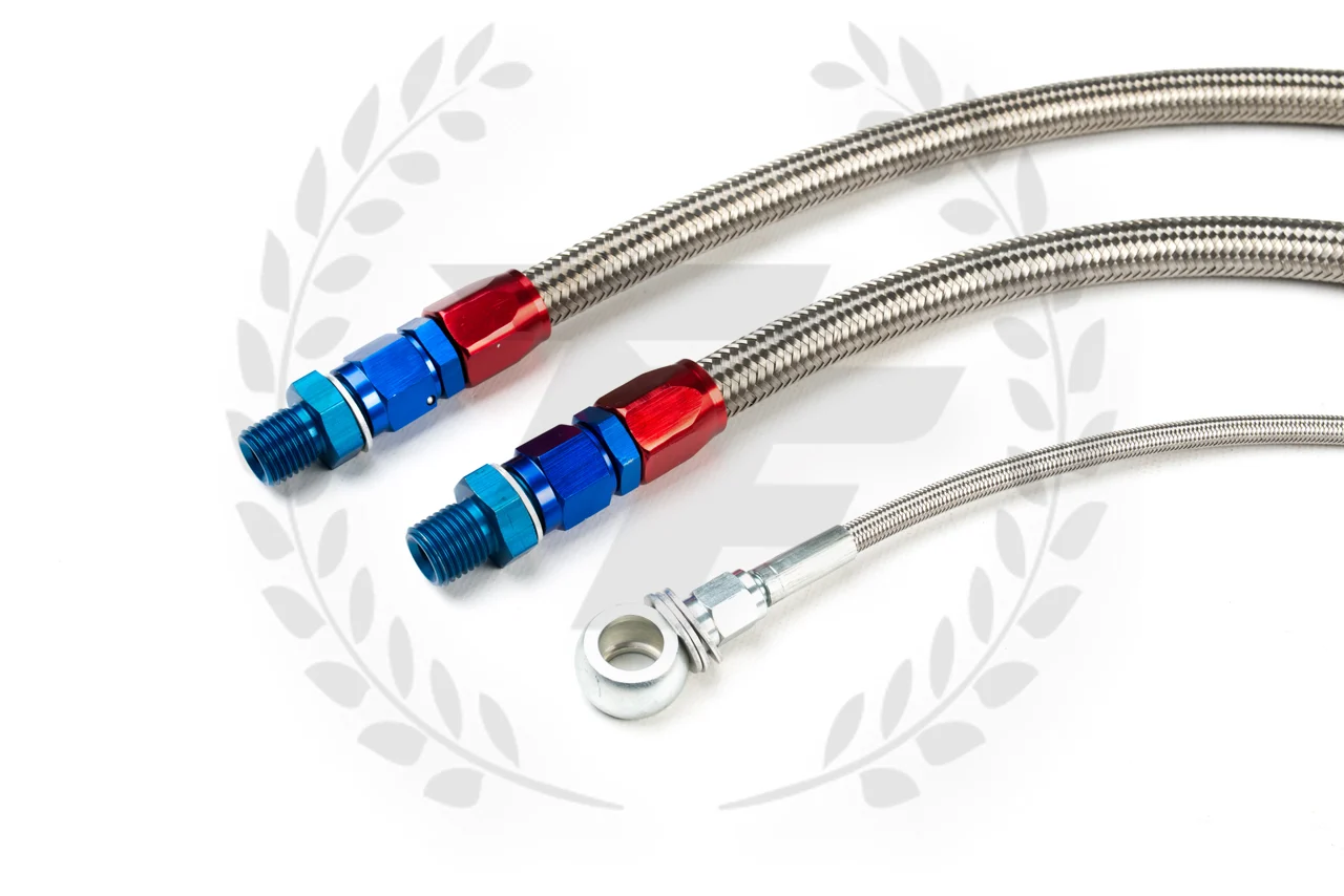P2M Nissan S14 / S15 SR20DET Steel Braided Turbo Line Kit - Top Mount