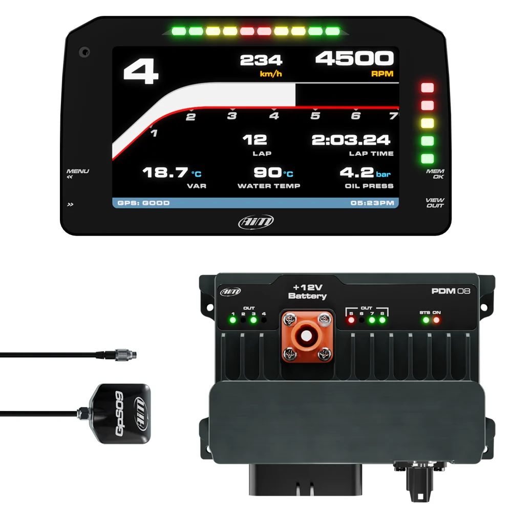 AiM Sports PDM08 with 6" Race Icons Display Logger Kit