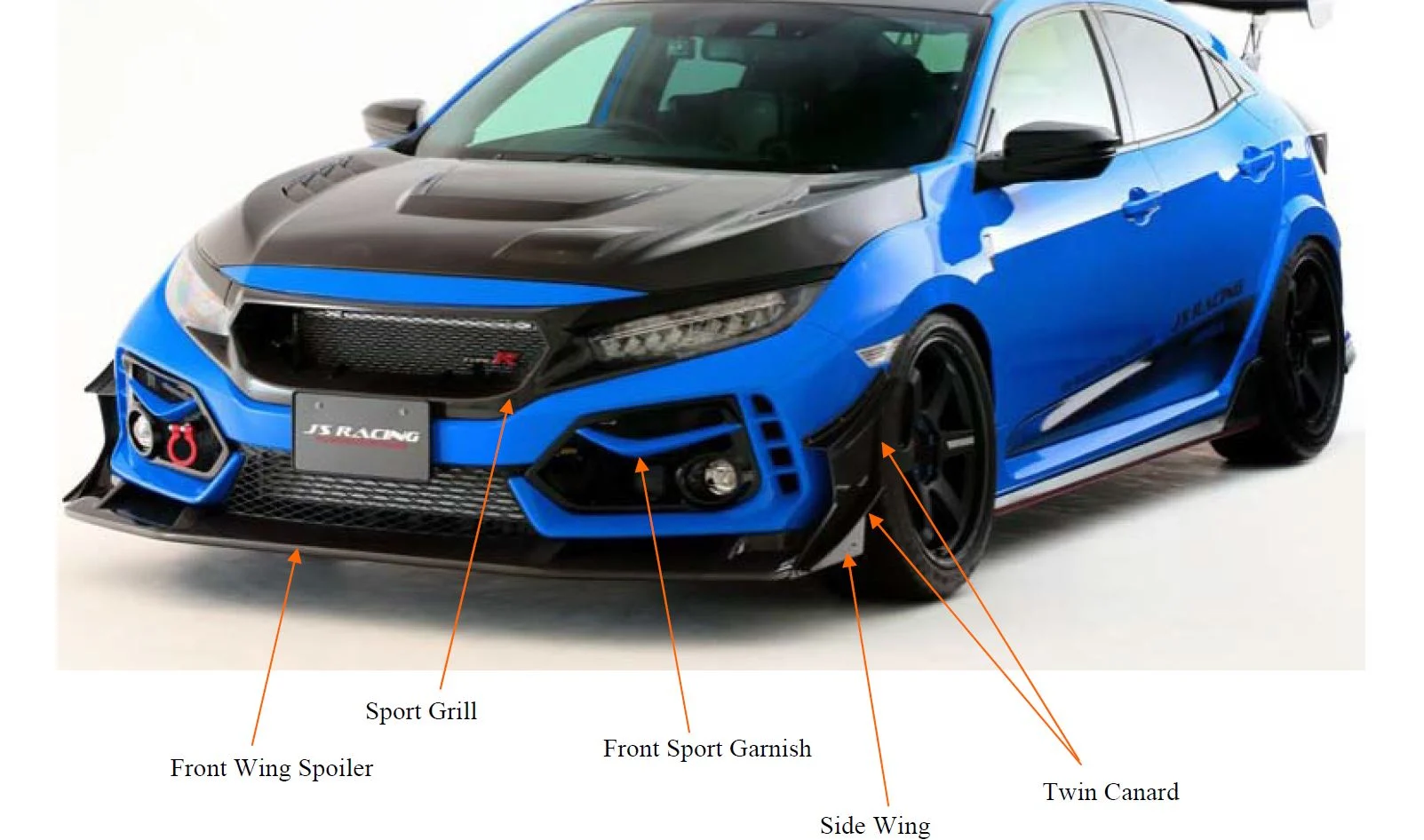 J's Racing Honda Civic Type - R Front Sport Grill Carbon