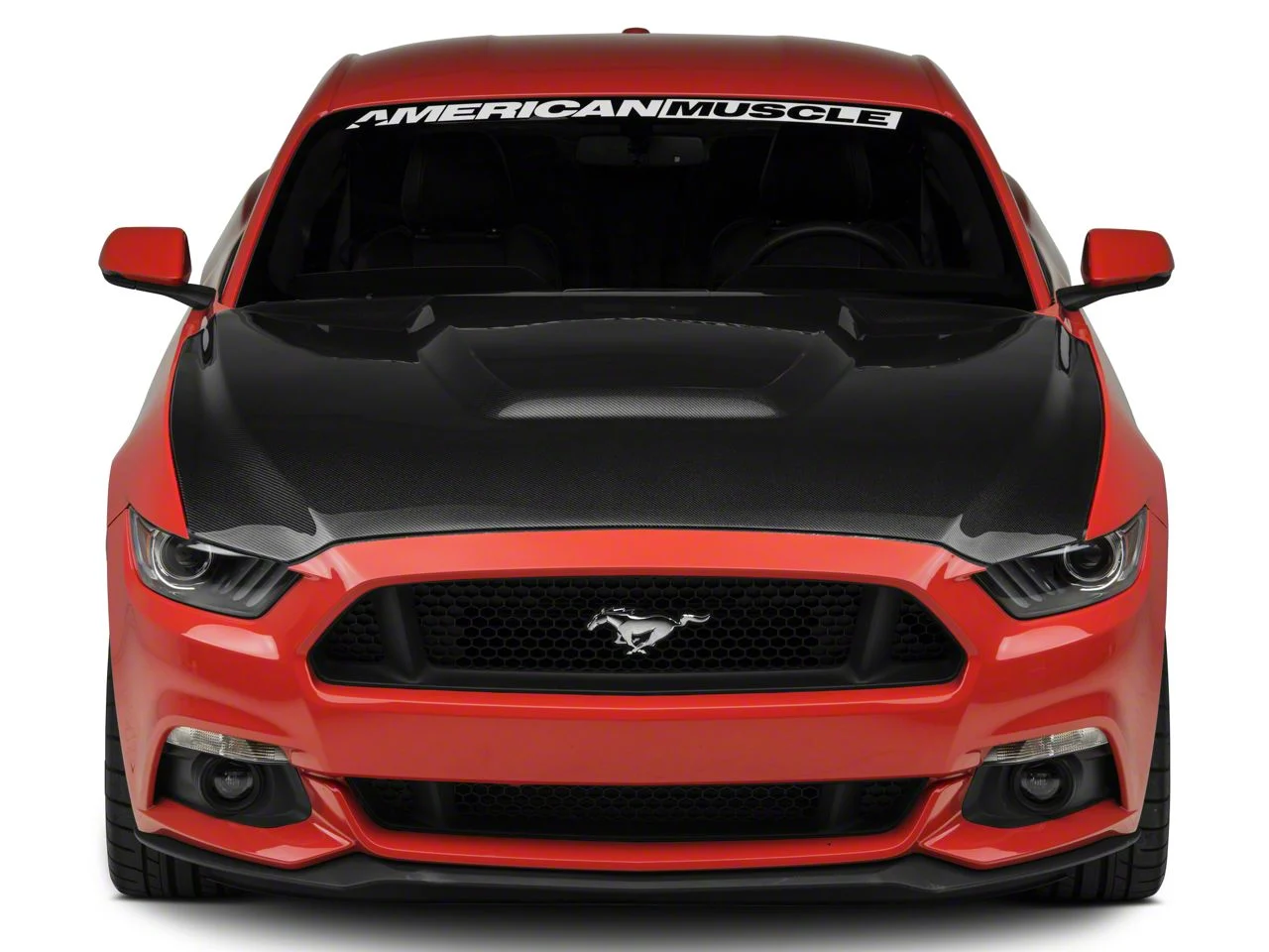 Anderson Composites Type-GR GT350 Style Hood; Double Sided Carbon Fiber (15-17 Mustang GT, EcoBoost, V6)