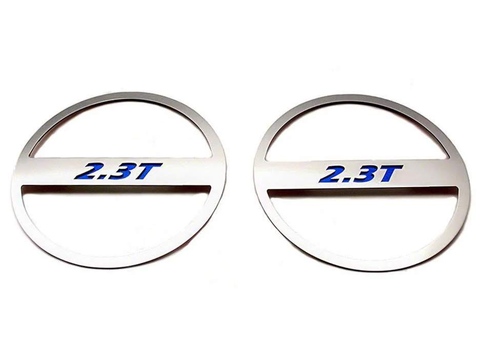 Brushed Lower Door Speaker Trim with 2.3T Logo; Solid Ford Blue (15-23 Mustang EcoBoost)