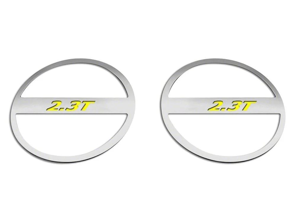 Brushed Lower Door Speaker Trim with 2.3T Logo; Solid Yellow (15-23 Mustang EcoBoost)