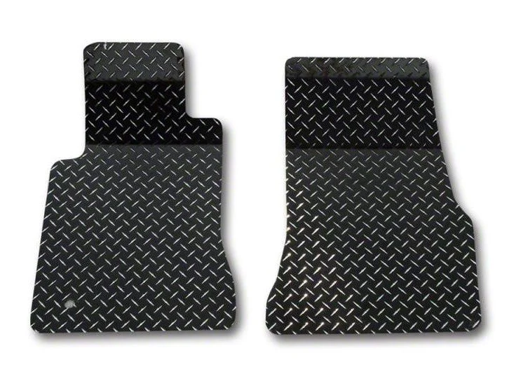 Diamond Plate Front Floor Mats; Black (05-09 Mustang)