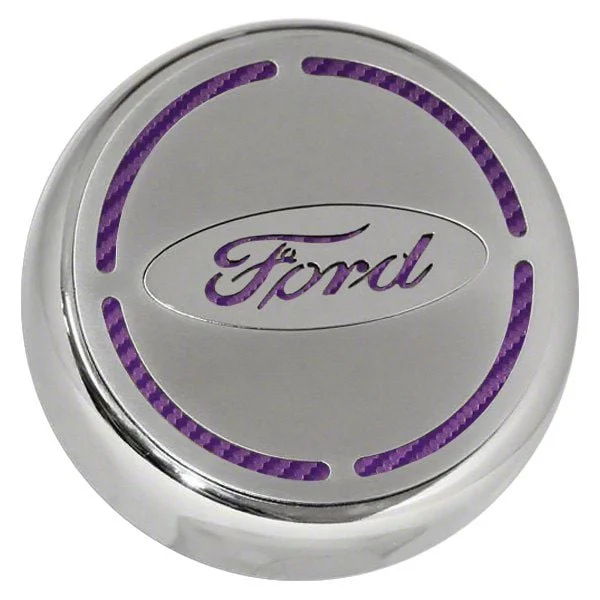 Engine Cap Covers with Ford Oval; Purple Carbon Fiber Inlay (15-17 Mustang)