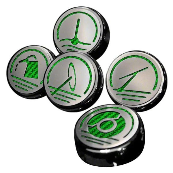 Executive Series Engine Cap Covers; Green Carbon Fiber Inlay (05-09 Mustang GT, V6)