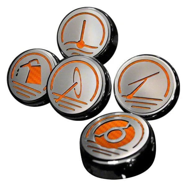 Executive Series Engine Cap Covers; Orange Carbon Fiber Inlay (05-09 Mustang GT, V6)