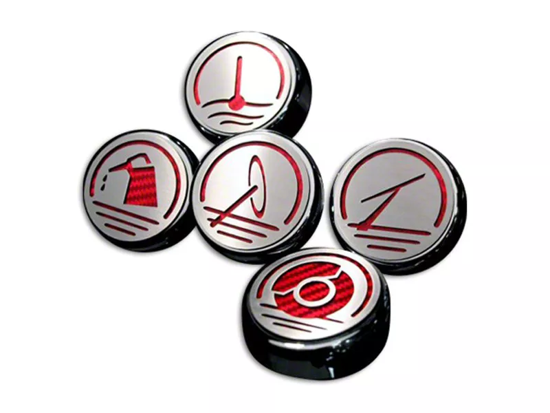 Executive Series Engine Cap Covers; Red Carbon Fiber Inlay (05-09 Mustang GT, V6)