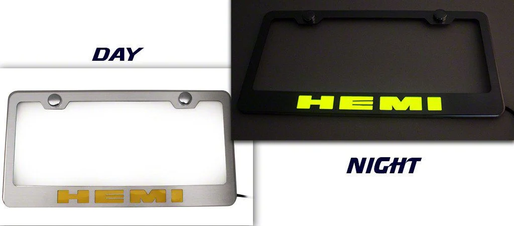 Illuminated License Plate Frame with HEMI Logo