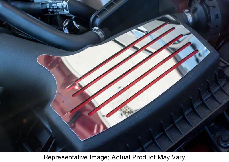 Polished Factory Air Box Accent Plate; Green Carbon Fiber Inlay (15-23 Mustang GT, EcoBoost, V6)