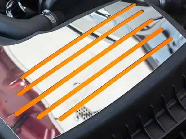 Polished Factory Air Box Accent Plate; Orange Fury Inlay (15-23 Mustang GT, EcoBoost, V6)