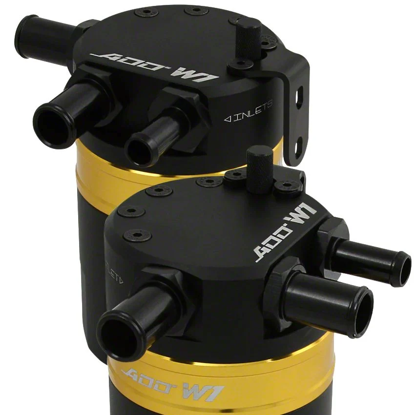 ADD W1 Twister Baffled Oil Catch Can Kit V3; Gold Ring (15-23 V8 HEMI Charger, Excluding 6.2L HEMI)