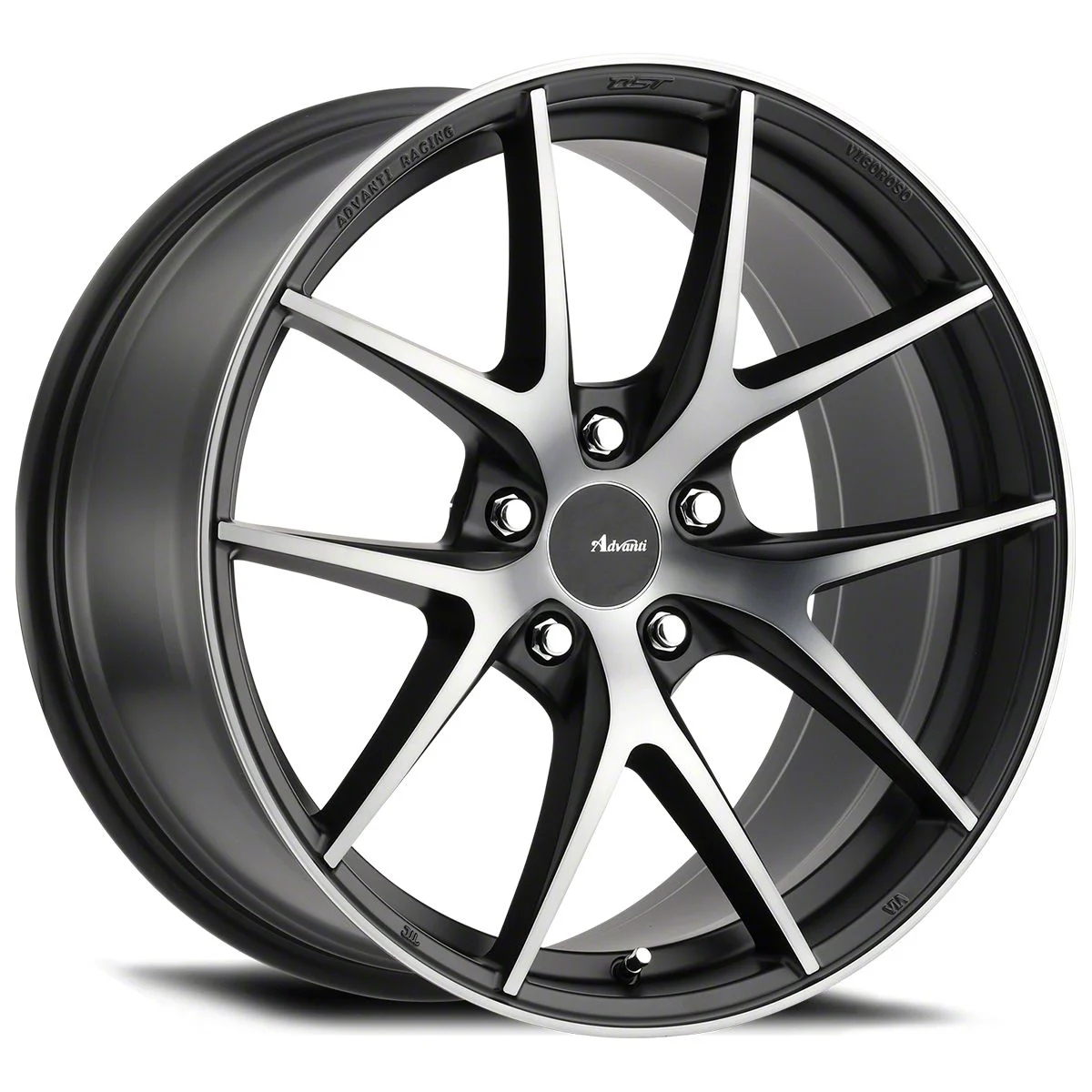Advanti Vigoroso Matte Black with Smoked Clear Wheel; Front Only; 18x9; 45mm Offset (20-26 Corvette C8 Stingray)