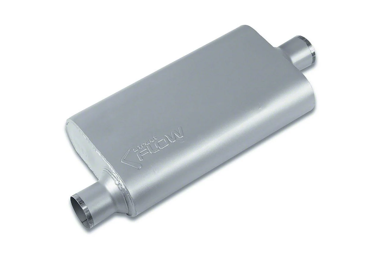 Street Series Street Flow 3 Chamber Aluminized Offset/Center Muffler; 2.50-Inch Inlet/2.50-Inch Outlet (Universal; Some Adaptation May Be Required)