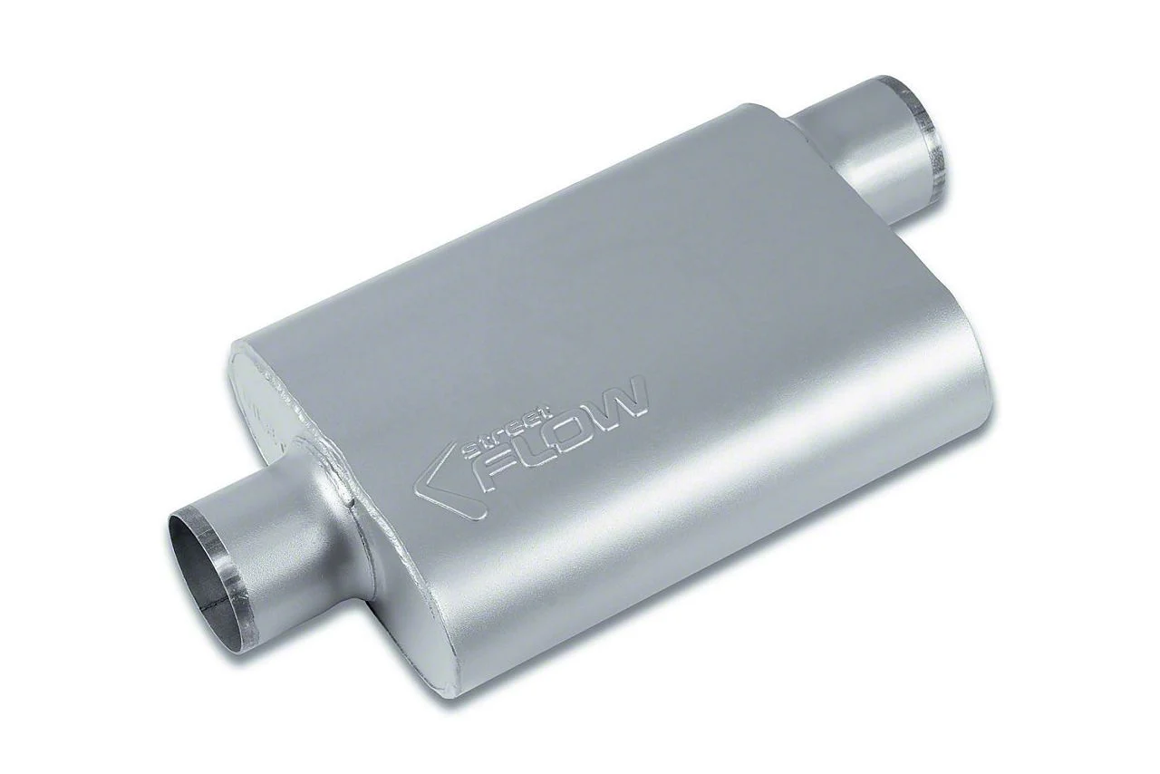 Street Series Street Flow 2 Chamber Aluminized Center/Offset Muffler; 3-Inch Inlet/3-Inch Outlet (Universal; Some Adaptation May Be Required)