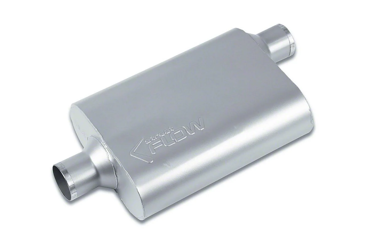 Street Series Street Flow 2 Chamber Aluminized Center/Offset Muffler; 2.50-Inch Inlet/2.50-Inch Outlet (Universal; Some Adaptation May Be Required)