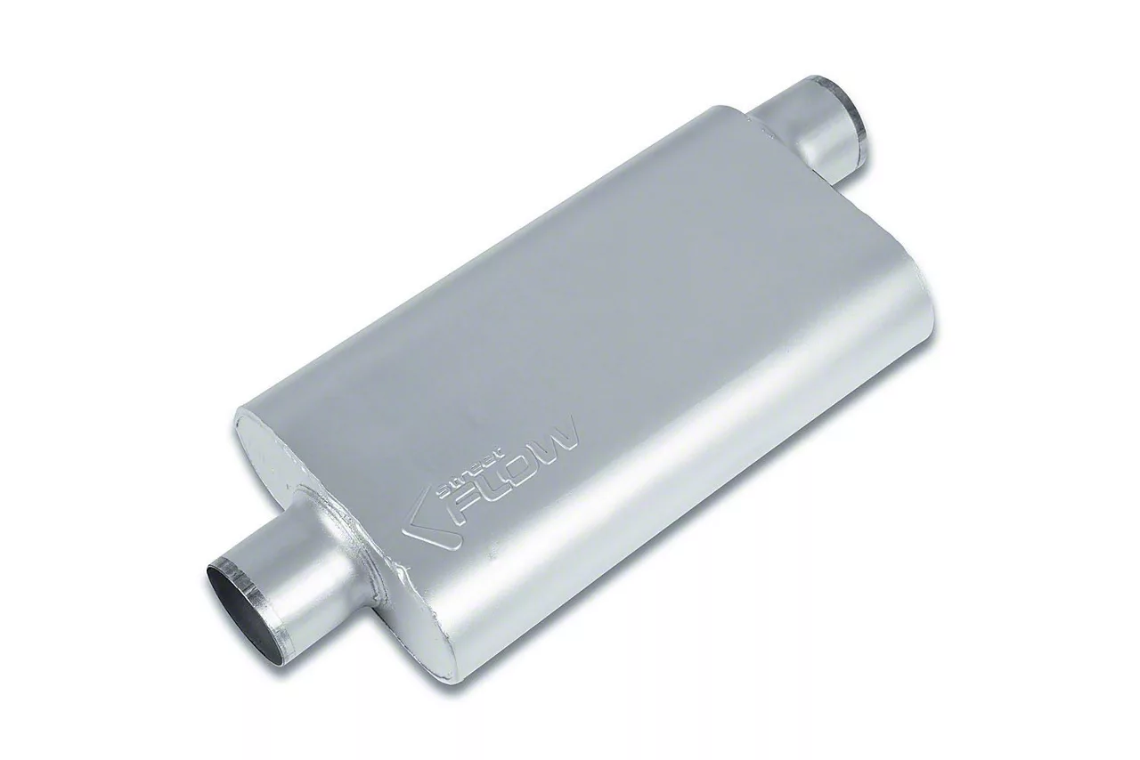Street Series Street Flow 5 Chamber Aluminized Center/Offset Muffler; 3-Inch Inlet/3-Inch Outlet (Universal; Some Adaptation May Be Required)