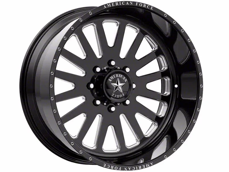 American Force F20 Atom SS Gloss Black Machined 8-Lug Wheel; 24x12; -40mm Offset (11-16 F-350 Super Duty SRW)