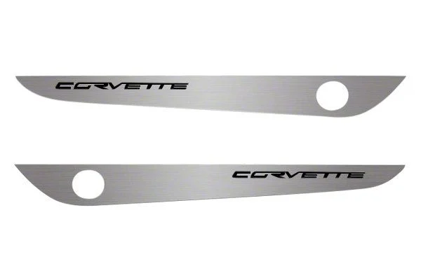 Door Guards with Corvette Inlay; Brushed Black (05-13 Corvette C6)