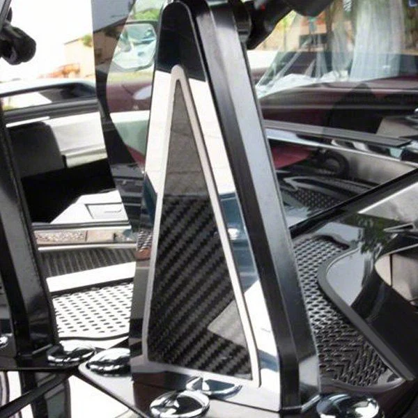Hinge Dress-up Kit; Polished Carbon Fiber (20-26 Corvette C8)