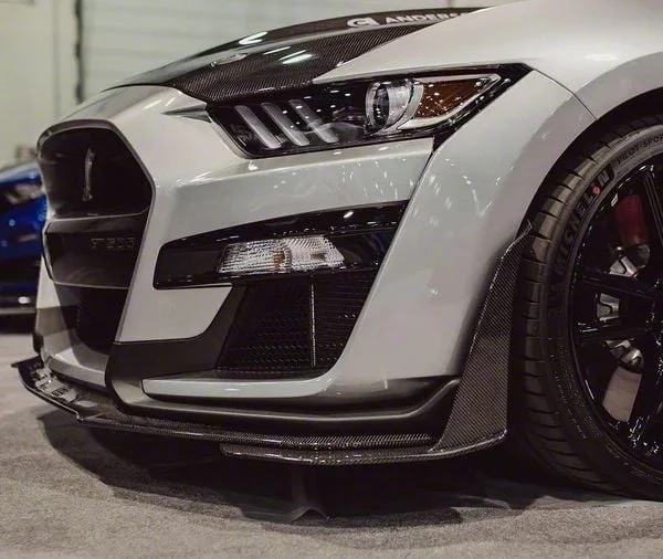 Anderson Composites Front Splitter Wickers; Carbon Fiber (20-22 Mustang GT500)