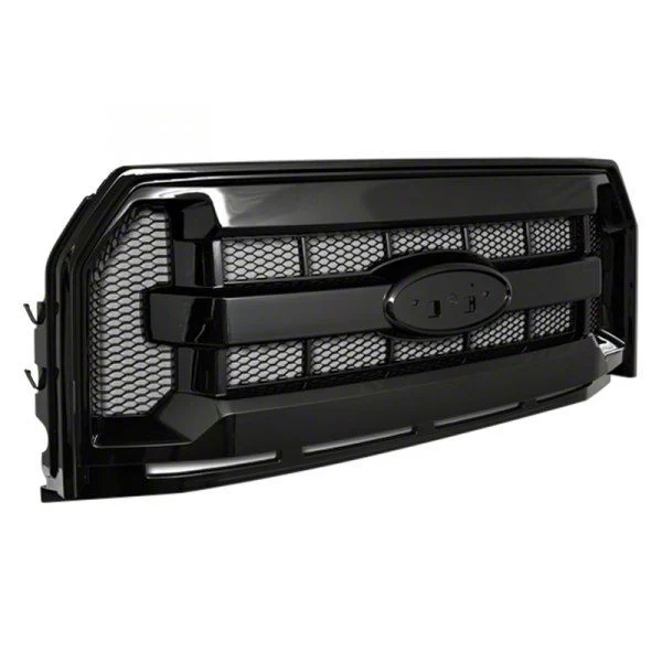 Mesh Upper Replacement Grille; Gloss Black (15-17 F-150, Excluding Raptor)
