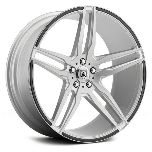 Asanti Orion Brushed Silver with Carbon Fiber Insert Wheel; 22x9; 15mm Offset (11-23 RWD Charger, Excluding Widebody)