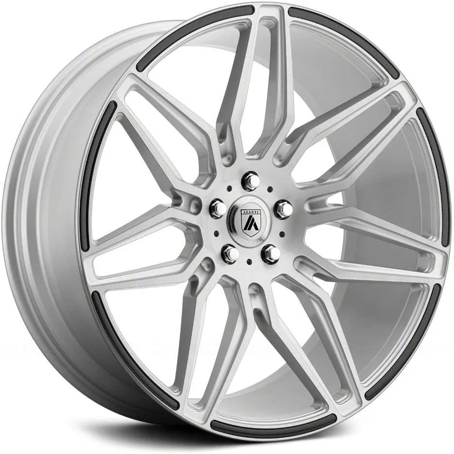 Asanti Sirius Brushed Silver with Carbon Fiber Insert Wheel; Rear Only; 22x10.5; 25mm Offset (11-23 RWD Charger, Excluding Widebody)