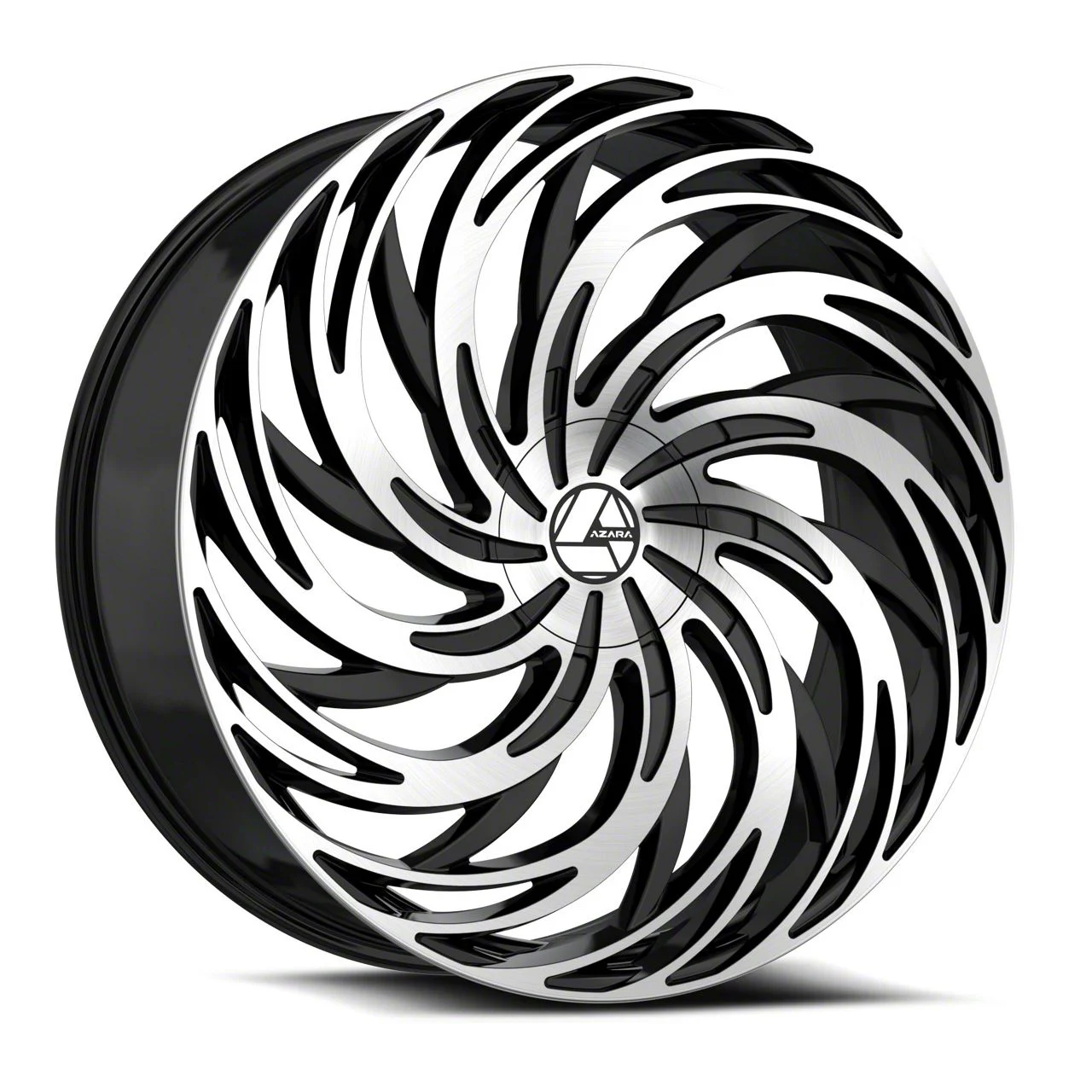 Azara AZA-531 Gloss Black and Machined Wheel; Rear Only; 24x9; 32mm Offset (16-24 Camaro, Excluding SS w/ 6-Piston Front Calipers & ZL1)