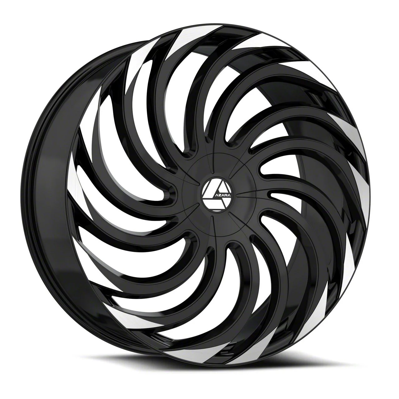 Azara AZA-534 Gloss Black and Machined Wheel; 22x8.5; 38mm Offset (16-24 Camaro, Excluding SS w/ 6-Piston Front Calipers & ZL1)