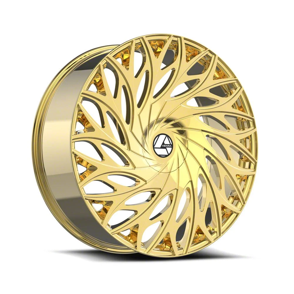Azara AZA-525 Nano Gold Wheel; Rear Only; 24x9; 32mm Offset (11-23 Charger w/o Brembo Brakes)