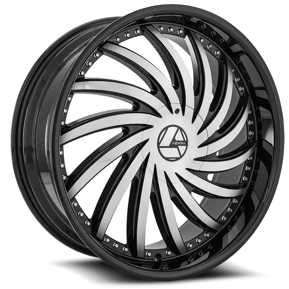 Azara AZA-508 Gloss Black and Machined Wheel; 20x8.5; 35mm Offset (15-23 Mustang GT w/o Performance Pack, EcoBoost, V6)
