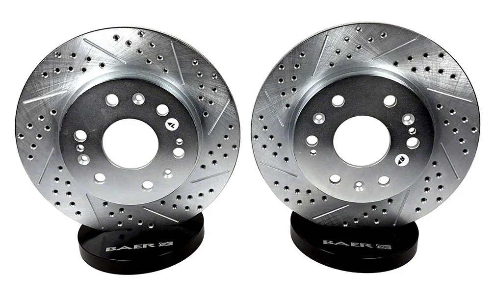 Baer Claw Performance Drilled and Slotted Rotors; Rear Pair (06-23 Charger w/ Single Piston Front Calipers)