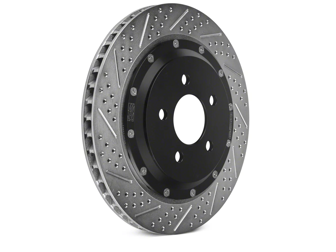 Baer EradiSpeed+ 2-Piece Performance Drilled and Slotted Rotors; Rear Pair (15-23 Mustang GT, EcoBoost w/ Performance Pack)