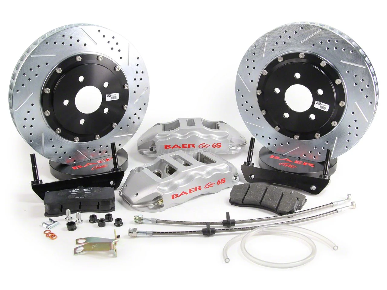 Baer Extreme+ Front Big Brake Kit with 14-Inch Rotors; Silver Calipers (05-14 Mustang)
