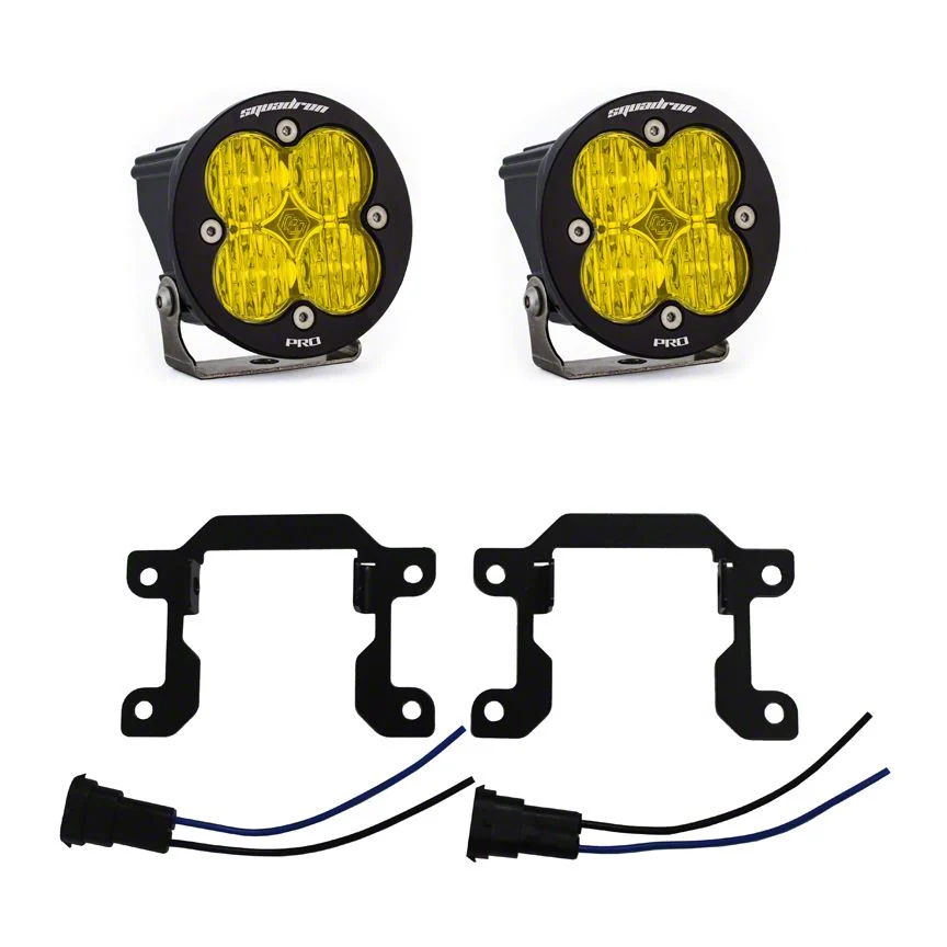 Baja Designs Squadron-R Pro LED Fog Light Pocket Kit; Amber (15-17 Mustang GT, EcoBoost, V6)