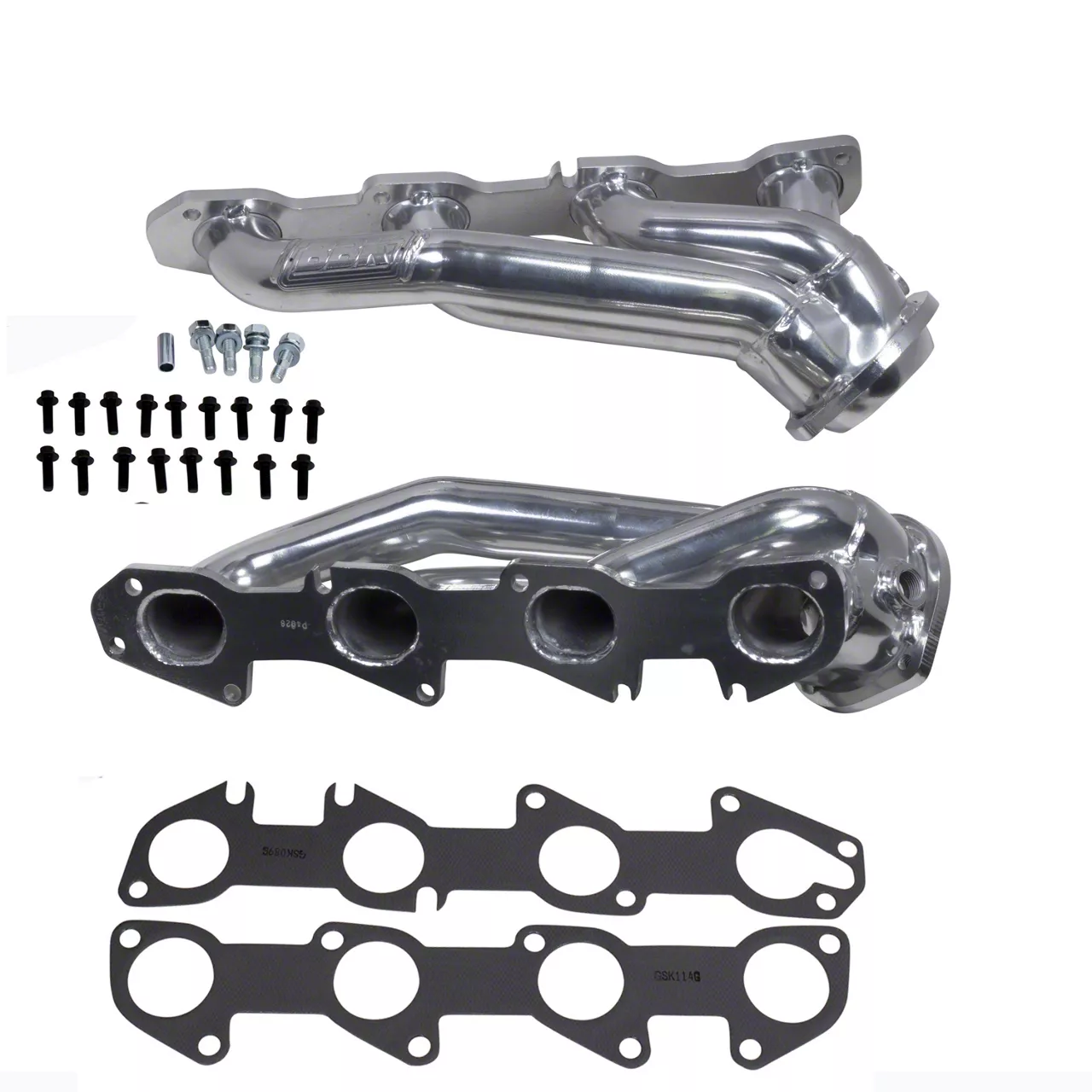 BBK 1-3/4-Inch Tuned Length Shorty Headers; Polished Silver Ceramic (09-23 5.7L HEMI Challenger)