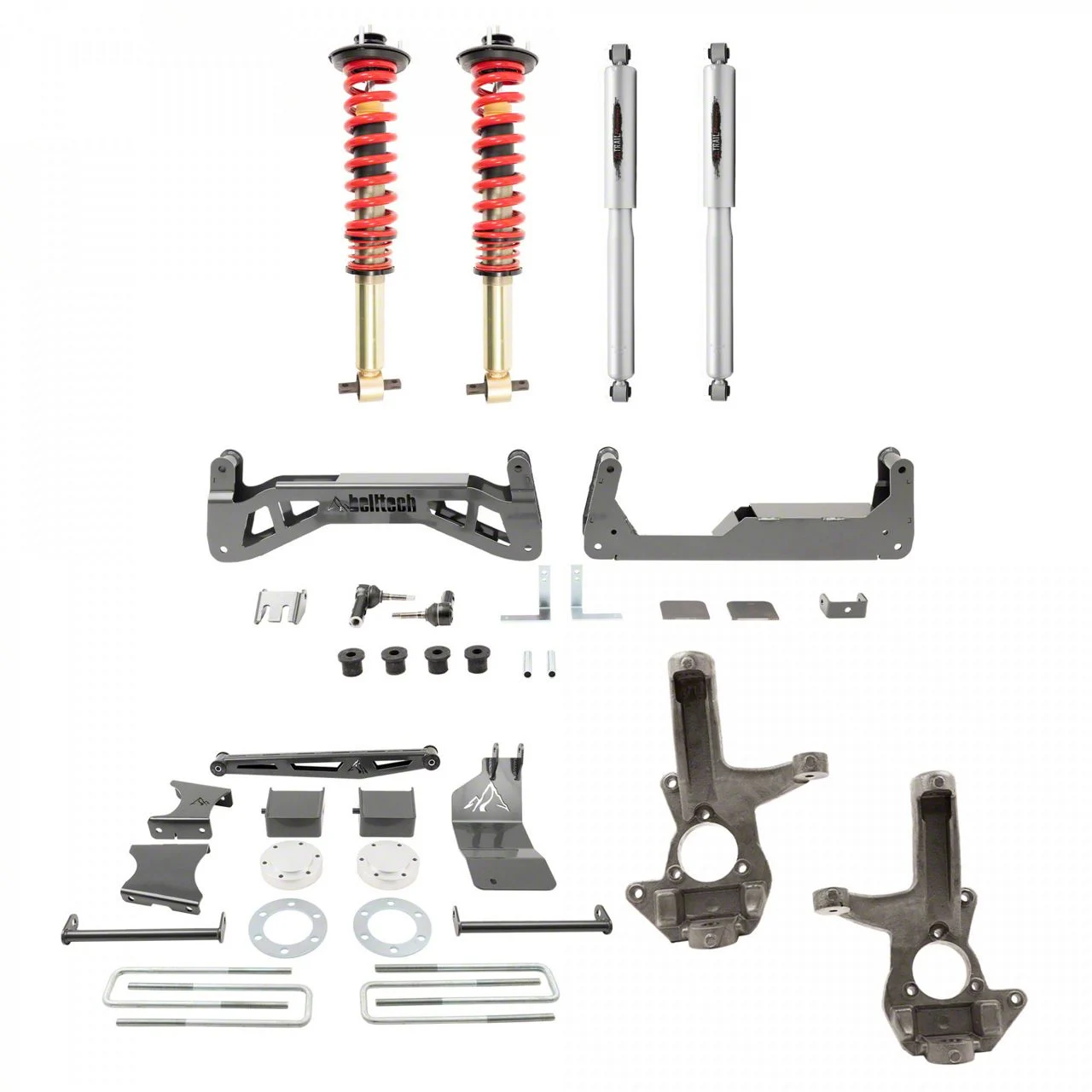 Belltech 7 to 9-Inch Suspension Lift Kit with Trail Performance Coil-Overs and Shocks (07-16 Silverado 1500 Extended Cab, Crew Cab w/ Stock Cast Steel Control Arms)