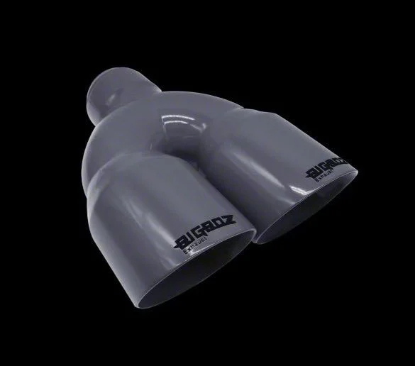 Bigboz Exhaust Quad Weld-On Exhaust Tips; 4-Inch; High Gloss Grey (09-23 V6 Challenger)