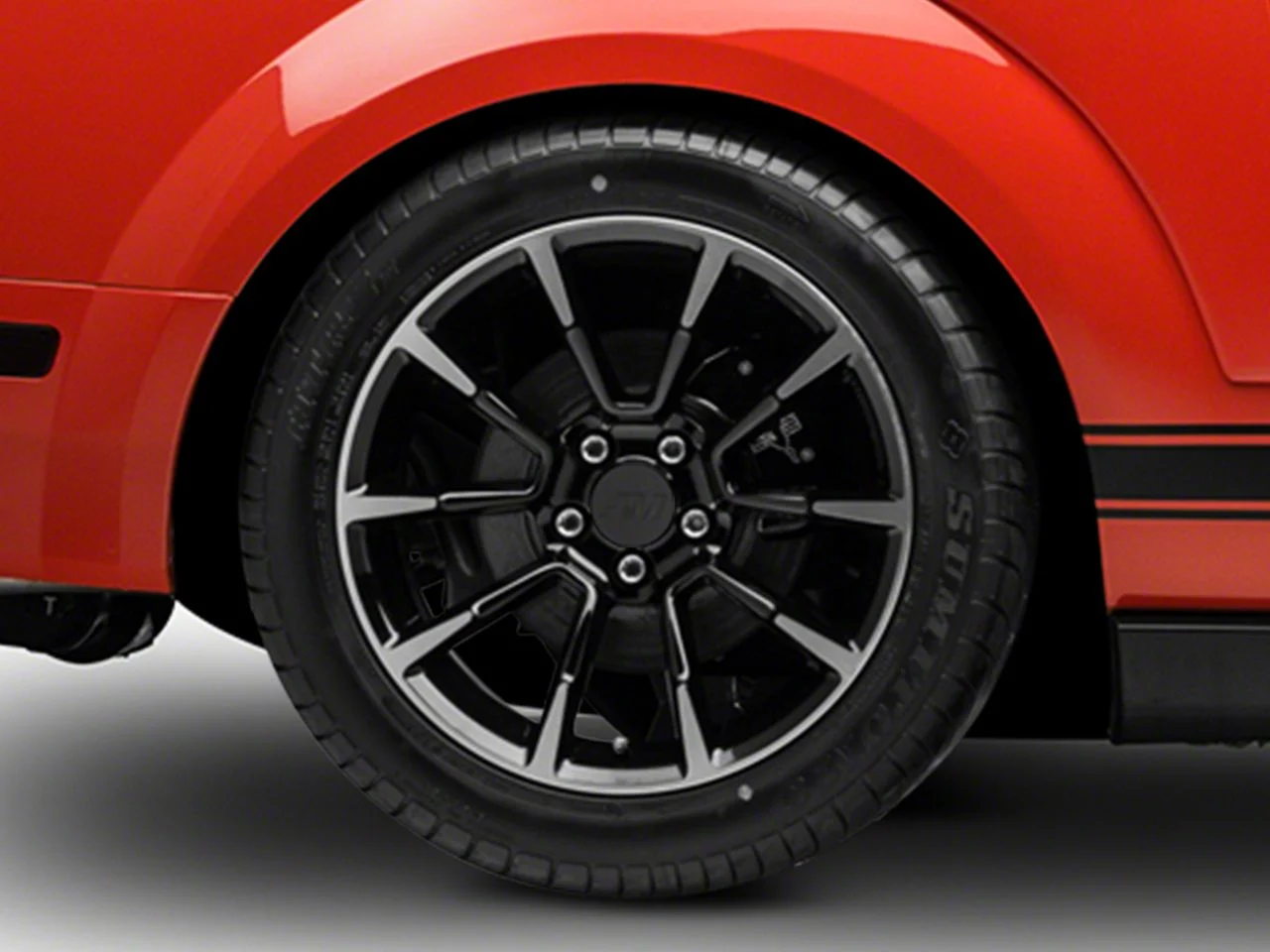 11/12 GT/CS Style Gloss Black Machined Wheel; Rear Only; 18x10; 45mm Offset (05-09 Mustang GT, V6)