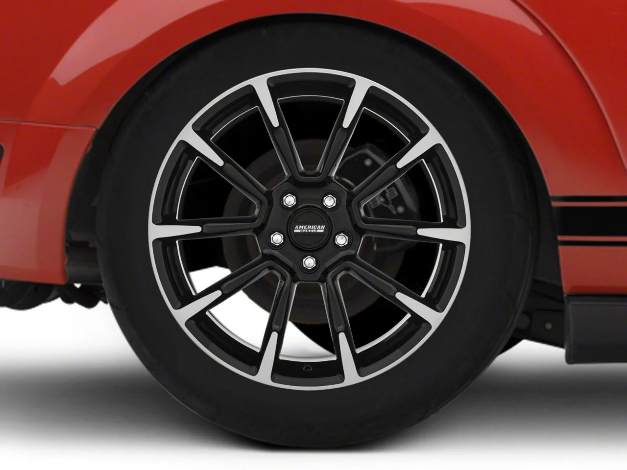 11/12 GT/CS Style Gloss Black Machined Wheel; Rear Only; 19x10; 48mm Offset (05-09 Mustang)