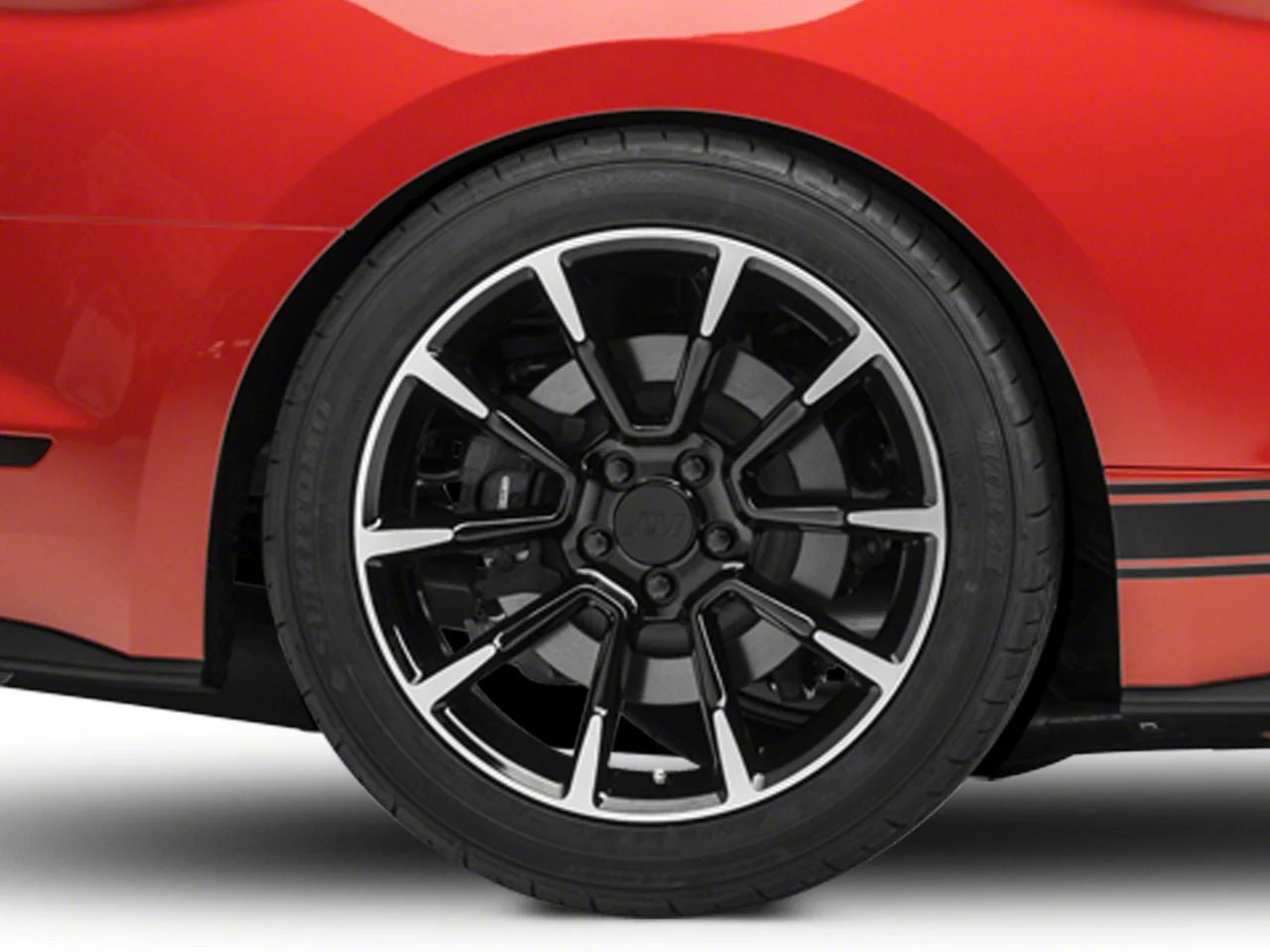 11/12 GT/CS Style Gloss Black Machined Wheel; Rear Only; 19x10; 48mm Offset (15-23 Mustang GT, EcoBoost, V6)