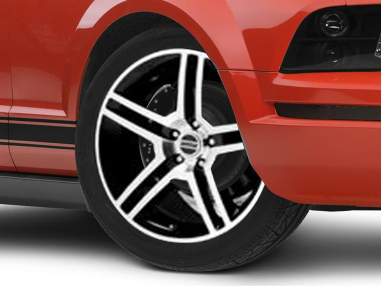 2010 GT500 Style Gloss Black Machined 4-Wheel Kit; 19x8.5; 30mm Offset (05-09 Mustang)