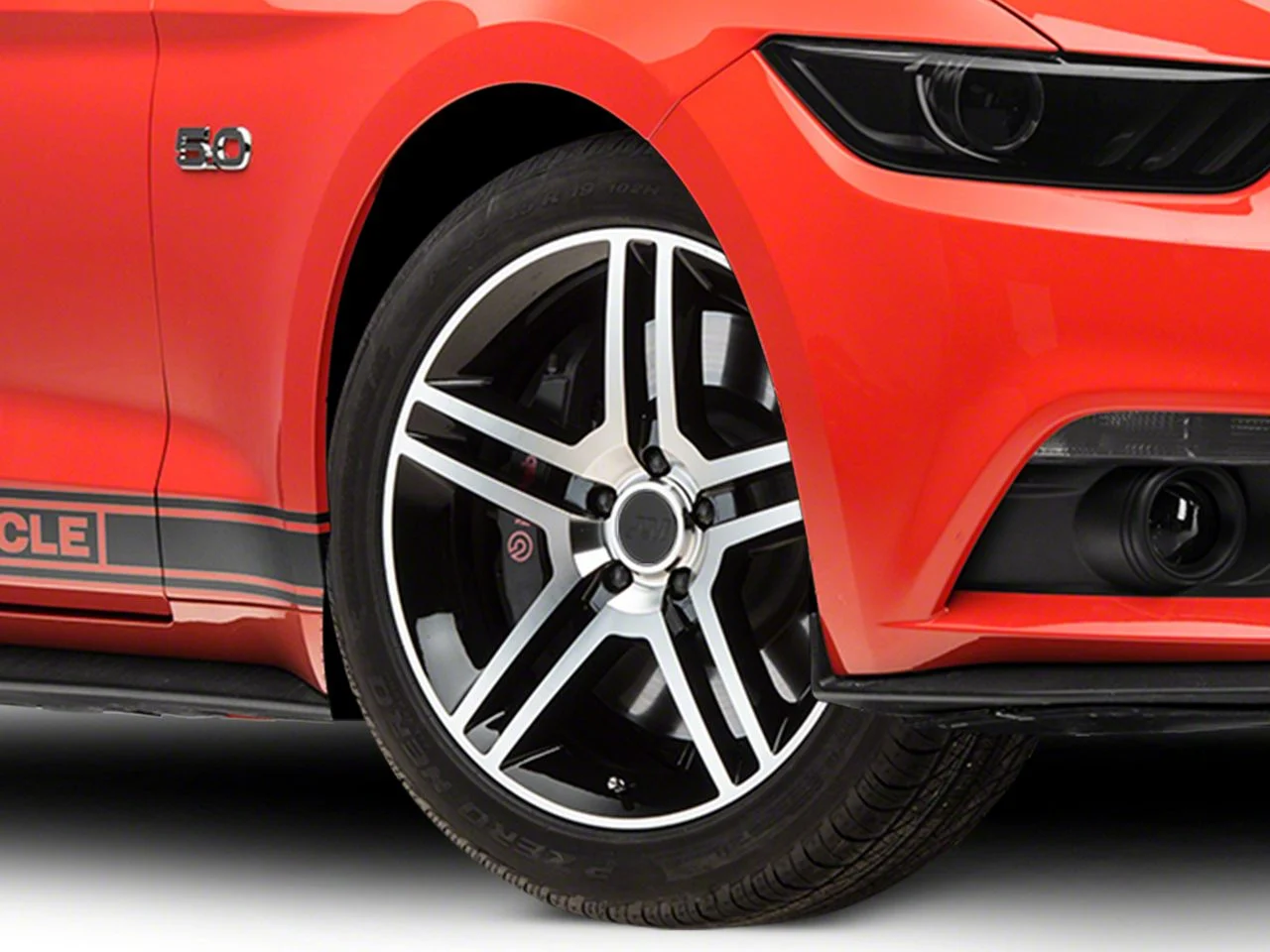 2010 GT500 Style Gloss Black Machined 4-Wheel Kit; 19x8.5; 30mm Offset (15-23 Mustang GT, EcoBoost, V6)